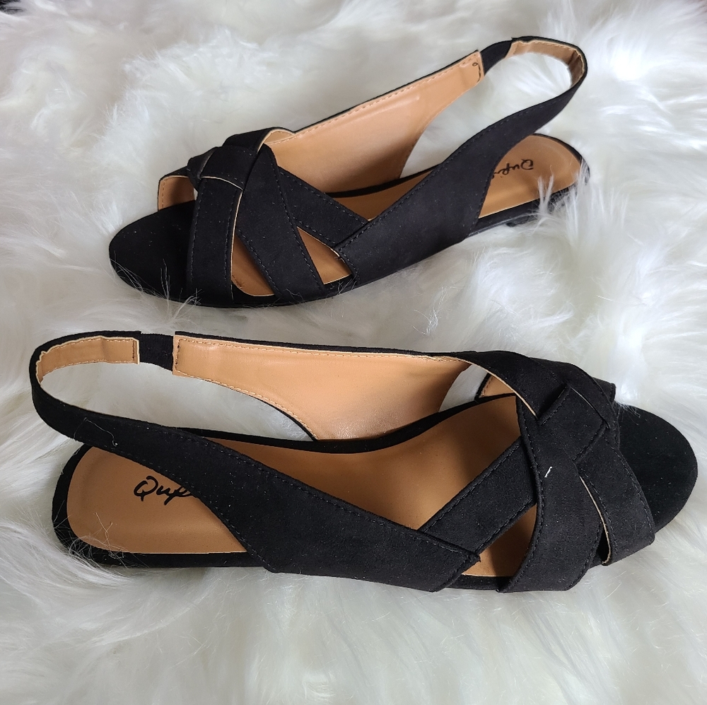 Qupid black slingback open toe sandal new with box size 6